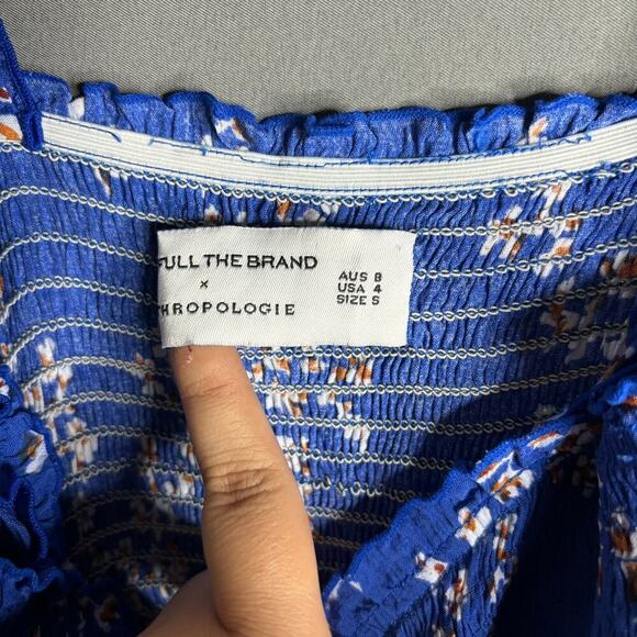 Faithfull The Brand Farah Smocked Midi Dress Cobalt Size S - Picture 7 of 7